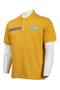 P1005 製作黃色反光條安全Polo恤  筆插 反光帶 織嘜 工程行業 Polo恤hk中心     黃色